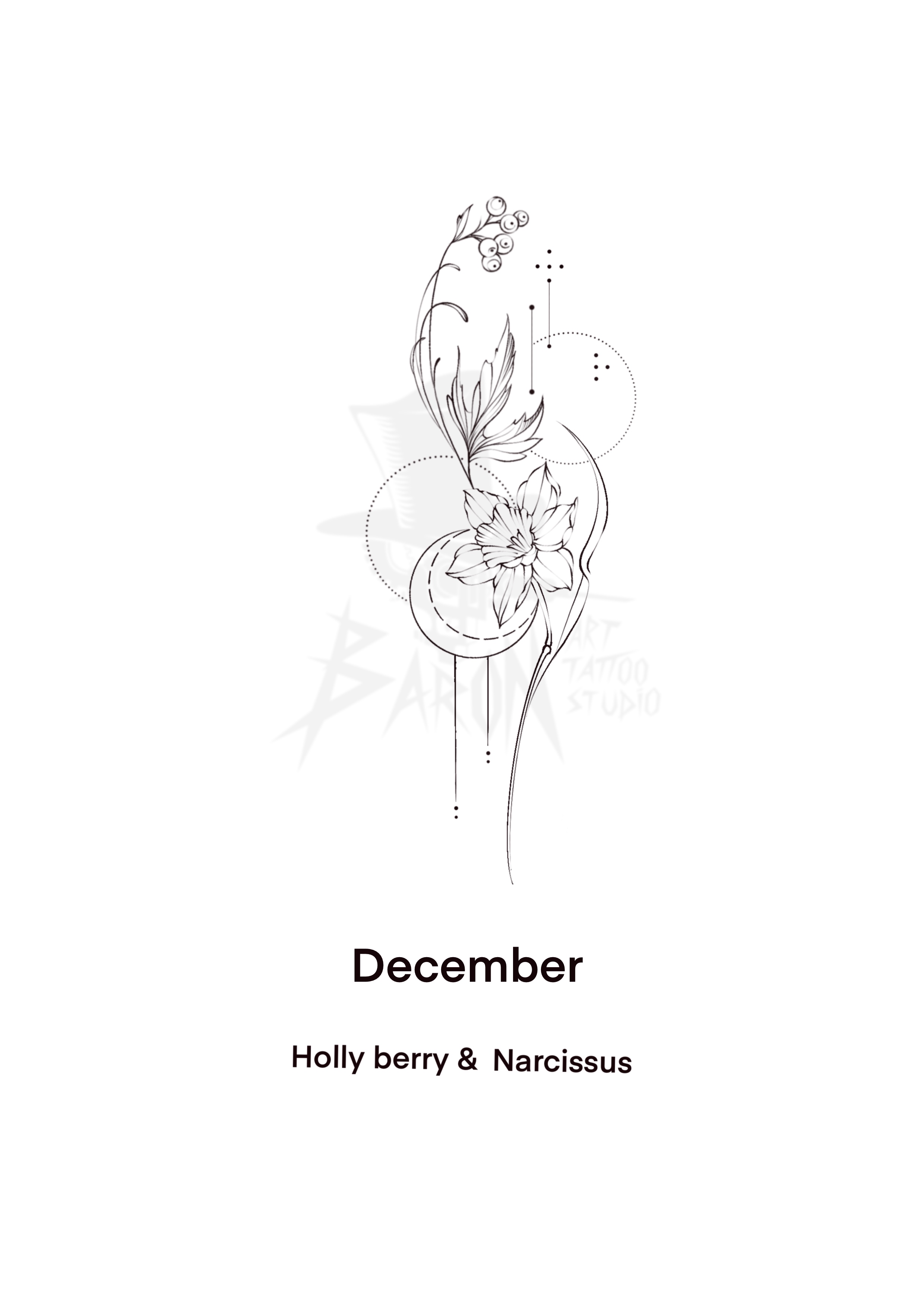 birth flower:holly berry & nacissus
